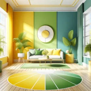 Room with sunshine yellow, grassy green, and sky blue colors