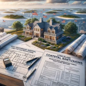 Blueprints and documents for Long Island coastal area renovations