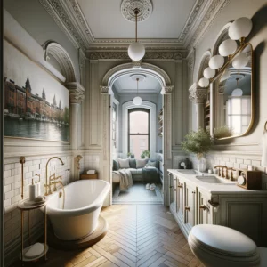 Elegant bathroom in a Brooklyn brownstone