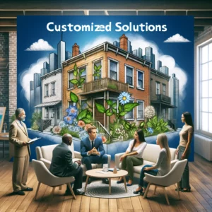 A property manager from RenovationServices.com discussing customized options with tenants.
