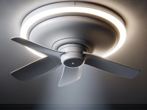 Low-sone ceiling fan for quiet bathroom ventilation