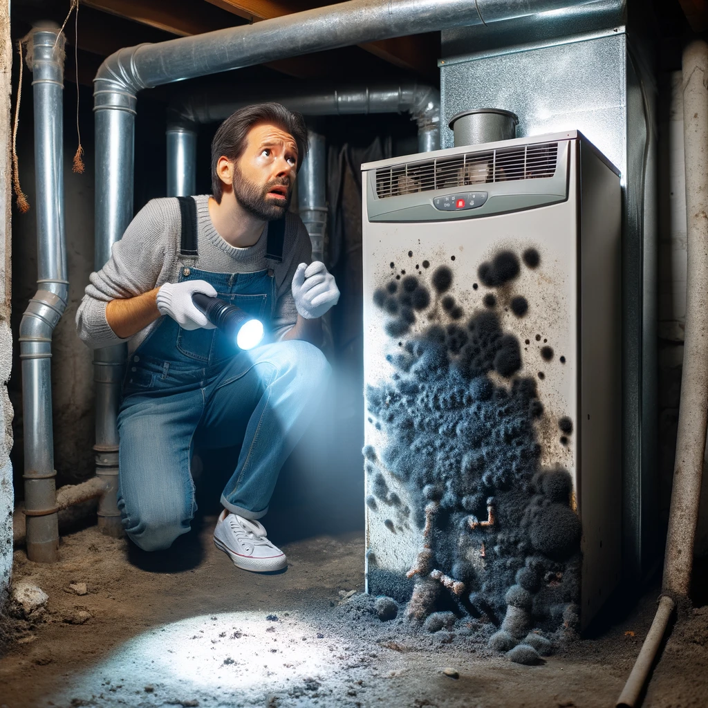 A worried new homeowner discovers black mold in the basement and humidifier.