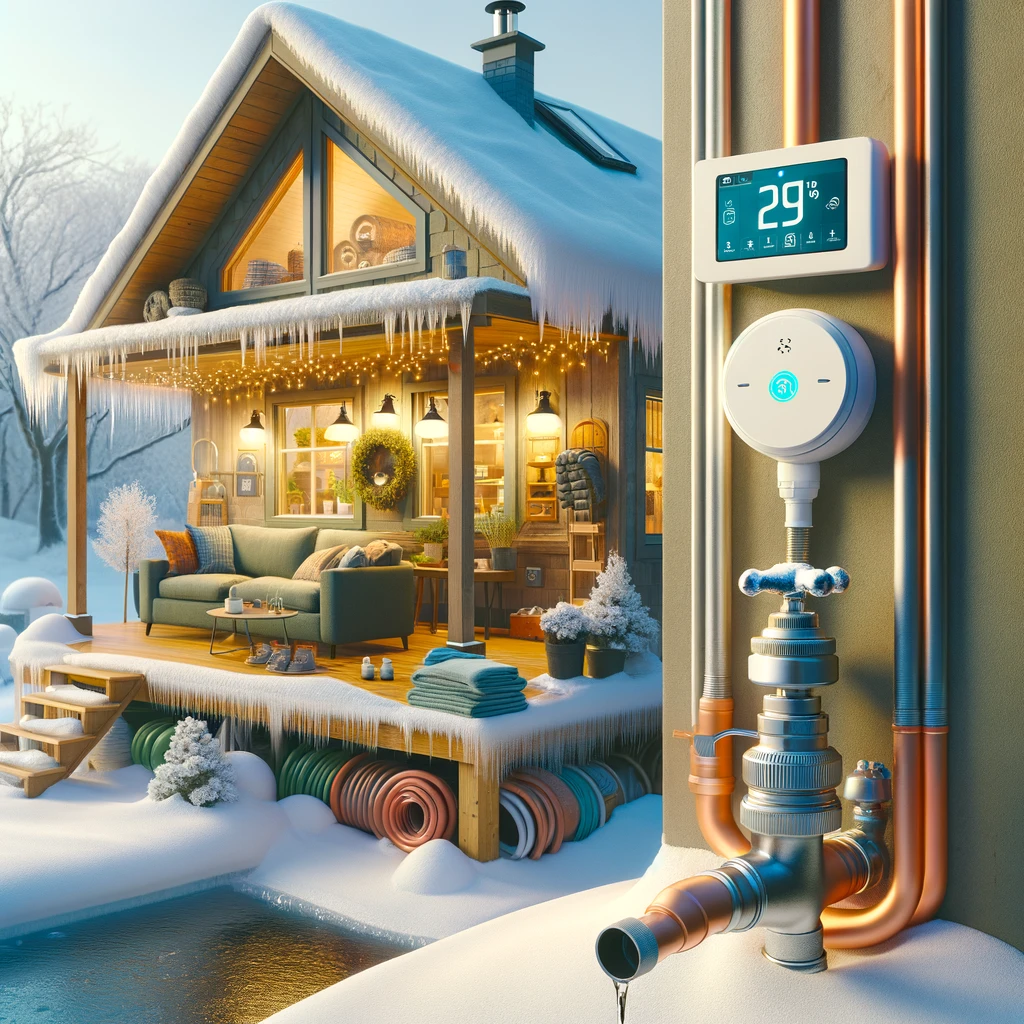 Insulated pipes and smart thermostat in a New York home prepared for winter.