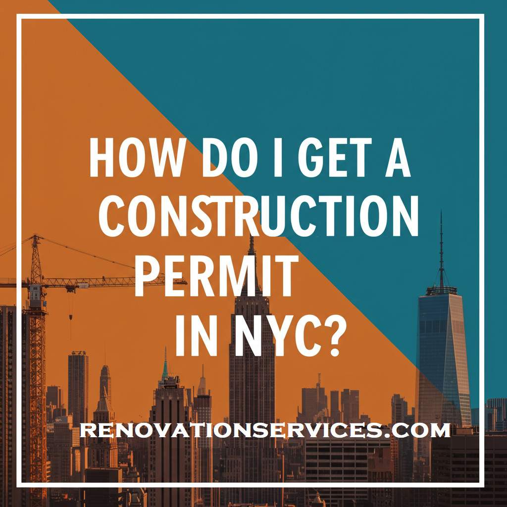 Graphic of the New York City skyline with construction cranes and bold white text that reads “How Do I Get a Construction Permit in NYC?”