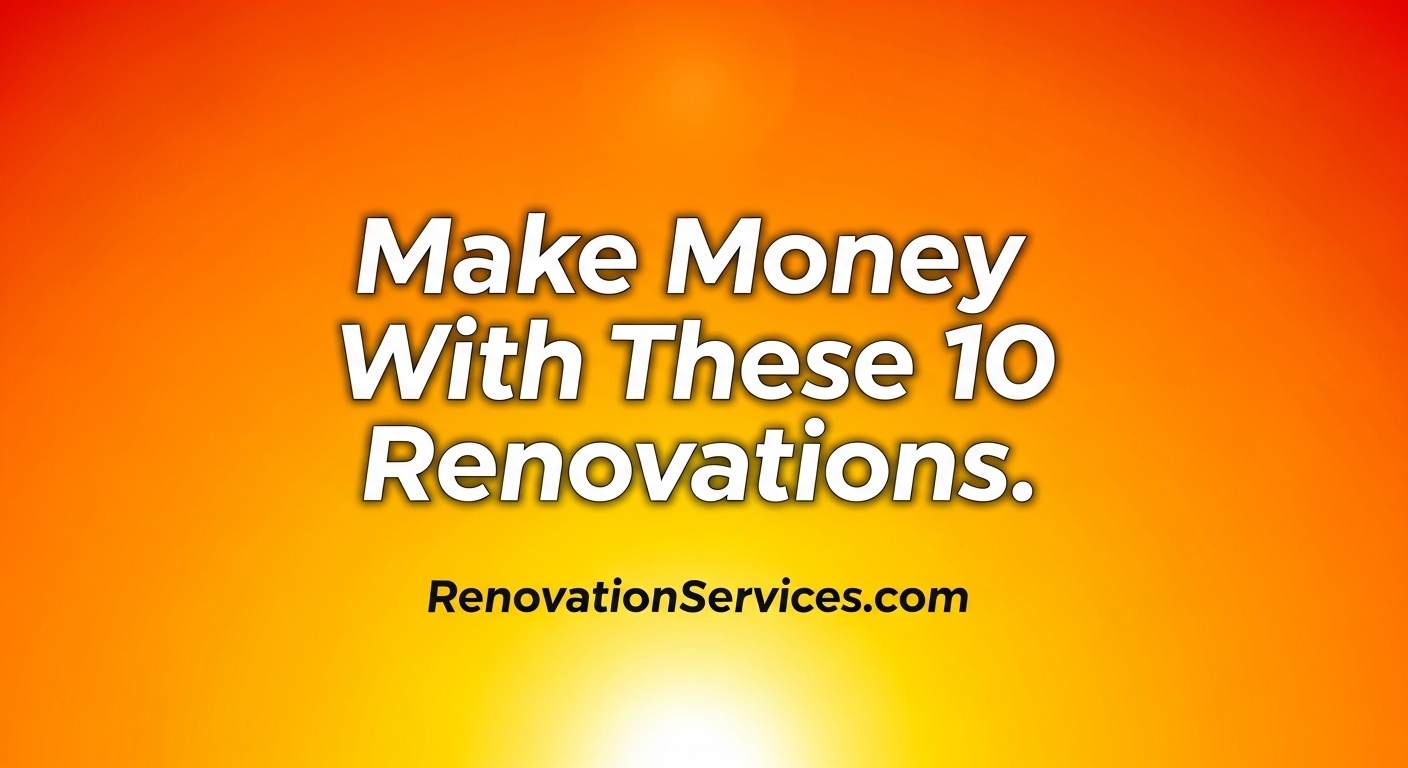 Graphic for a Renovationservices.com article on how to make money with these 10 home renovations.