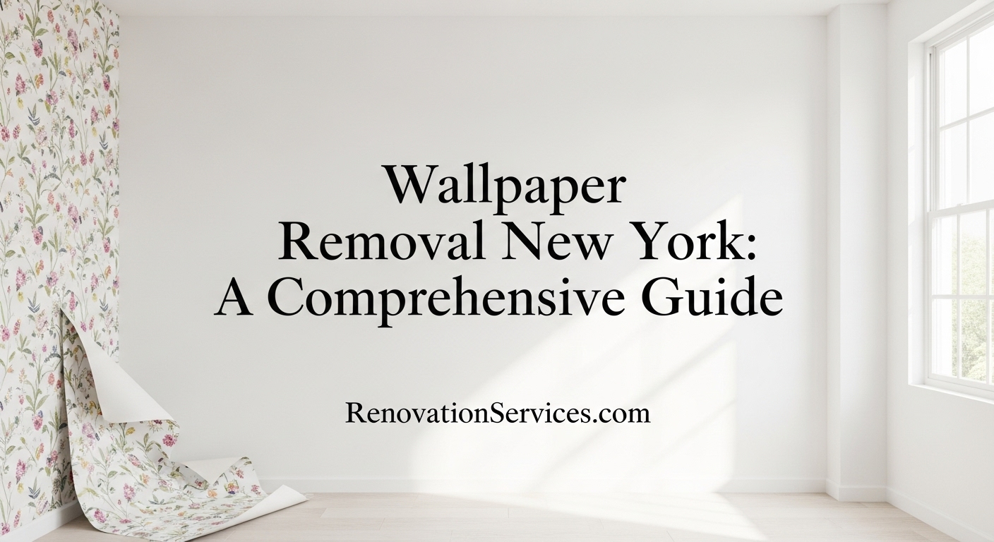Person performing wallpaper removal in a New York home - RenovationServices.com comprehensive guide.