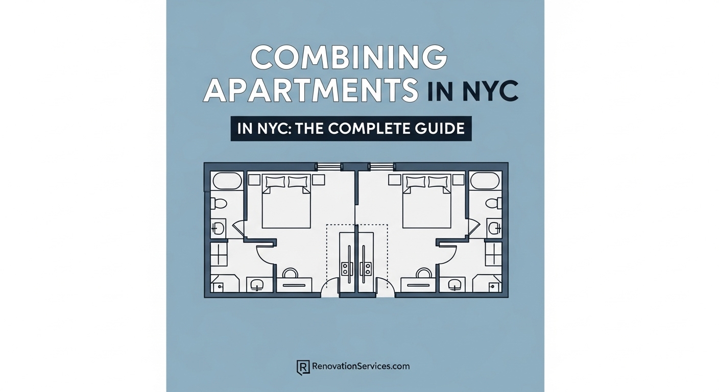 A floor plan showing two separate NYC apartments being combined into one larger unit, illustrating the concept of apartment combination.