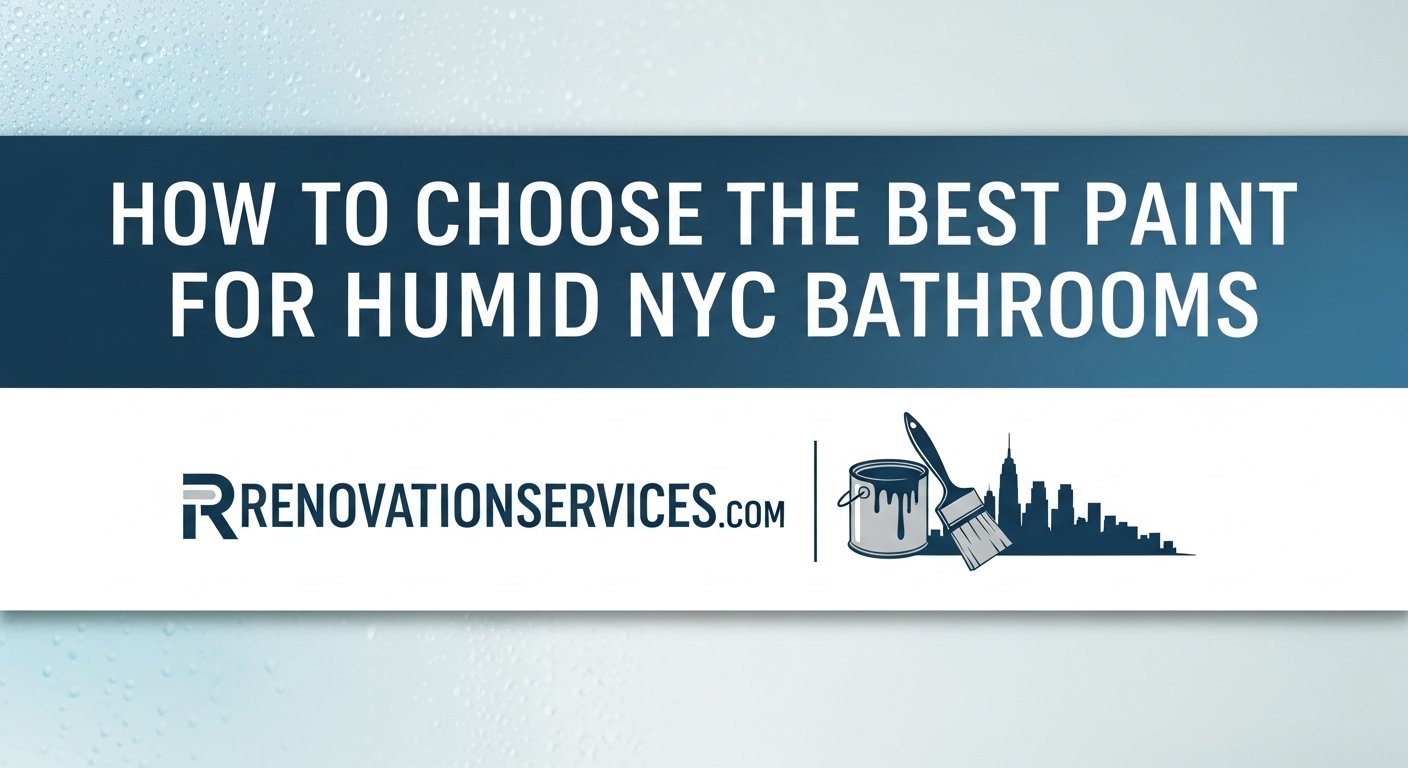 A modern NYC bathroom with properly painted, moisture-resistant walls, demonstrating a flawless finish.